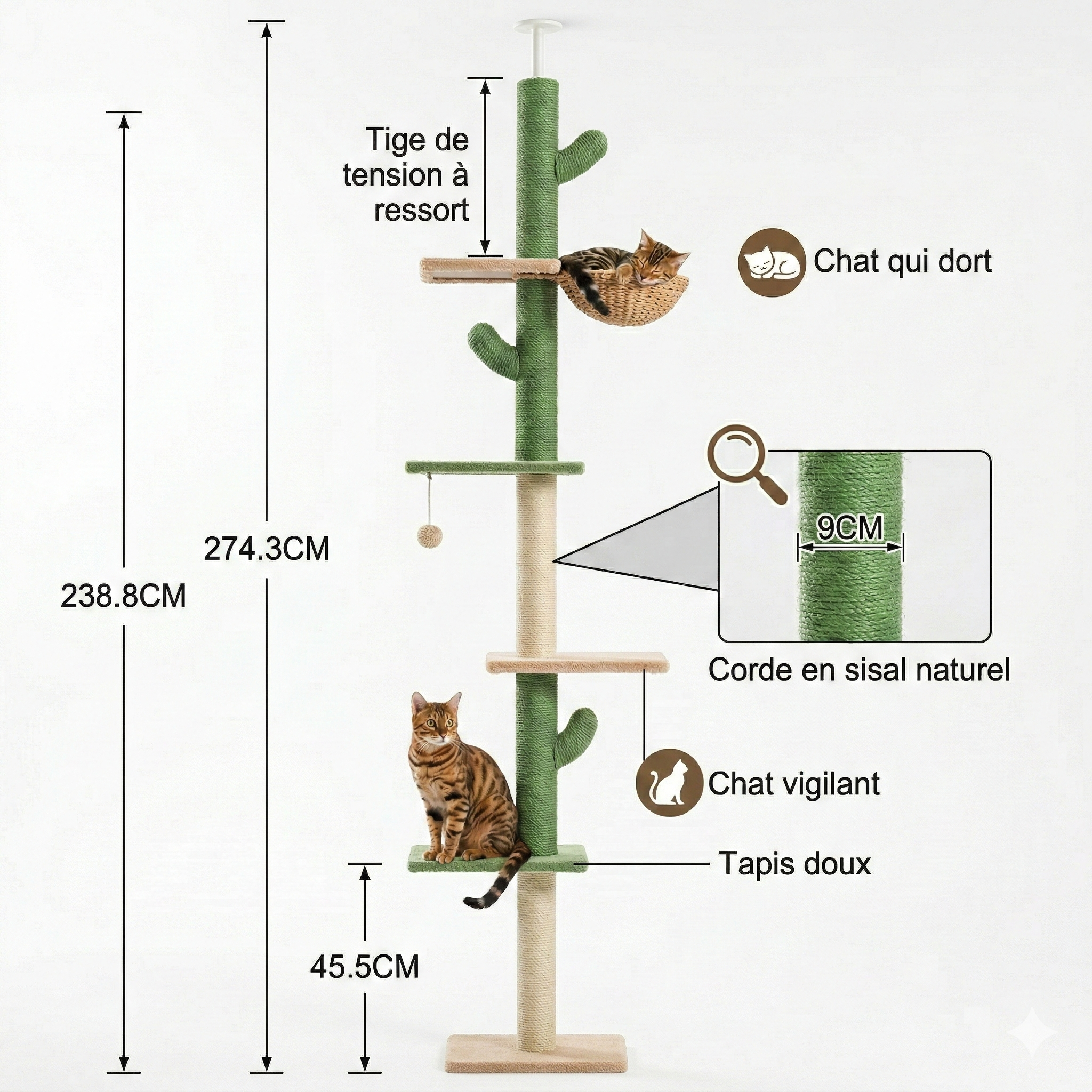 Arbre à chat Cactus 230 CM